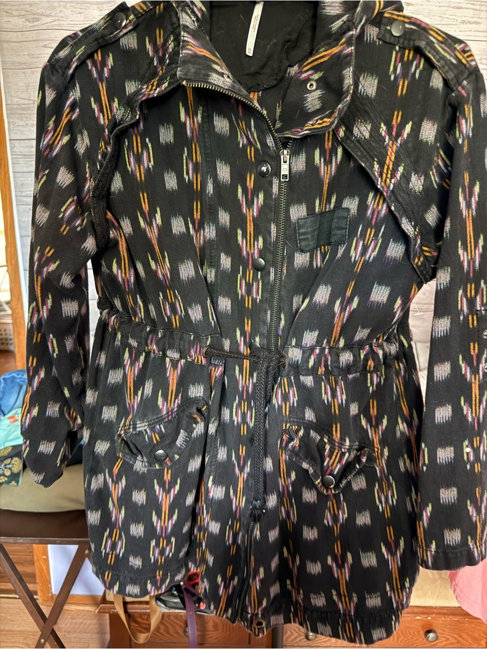 Free People ikat Parka black